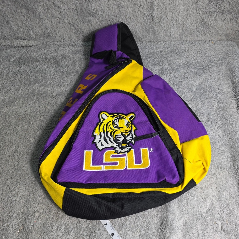 LSU Tigers Sling Backpack Laptop LARGE Purple Gold‎ Embroidered Logo NCAA Offic